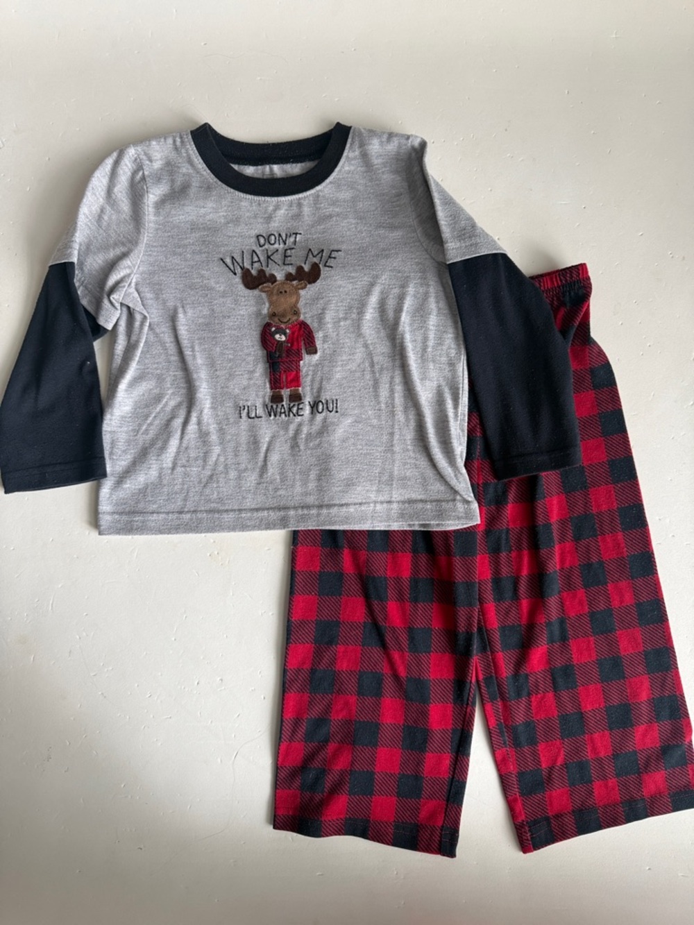 Just One You Carter’s Toddler Gray & Red Moose Pajama Set 3T
